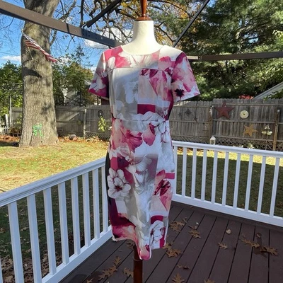 Calvin Klein Scuba Floral Watercolor Print Sheath Dress Multi Floral Sz 12 - Image 1 of 4