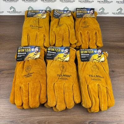 Guantes de trabajo de invierno de cuero de vaca divididos Tillman 1450 2XL forrados en pila de alta resistencia Foto 1 de 4