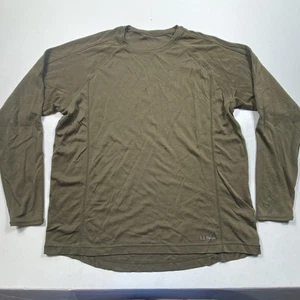 LL Bean Sweater XL Green Olive Midweight Cresta Base Layer 100% Merino Raglan - Picture 1 of 10
