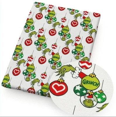 Christmas FAUX LEATHER SHEET 8" x 12" 1269231 Green Santa Movie LITCHI TEXTURE