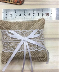 Burlap Cushion 9 X 9 Cm - Picture 1 of 4