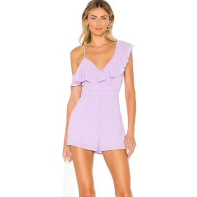 NWT Superdown Revolve Emilia Wrap Romper Lavender Purple Ruffle Size XS - Image 1 of 4