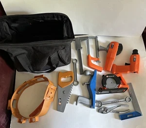 HOME DEPOT CRAFTSMAN KIDS TOY POWER AND HAND TOOLS AND BELT WITH WORK BAG LOT - Picture 1 of 7