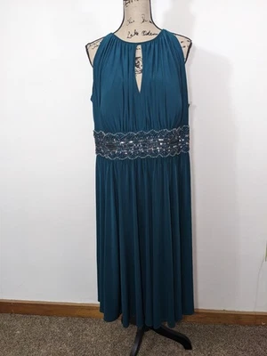 NUEVO CON ETIQUETAS R&M Richards Mujer’s Verde Esmeralda Vestido de Noche Baile de graduación Secuencia Talla 16W Foto 1 de 4