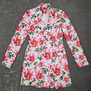 Blazer Alice + Olivia Mujer 2 Blanco Rosa Té Alto Floral Manga Larga Chaqueta Nuevo con Etiquetas - Imagen 1 de 12