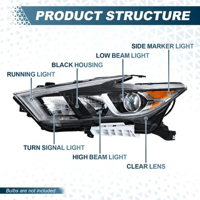 Faro conductor izquierdo izquierdo LH con LED DRL para Nissan Máxima 2016 2017 2018 Foto 1 de 4