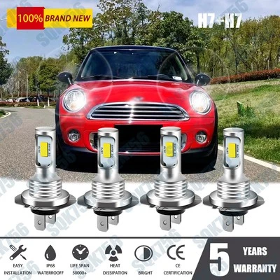 Комбинированные светодиодные лампы 6000K для фар дальнего/ближнего света Mini Cooper 2002-2006 годов выпуска - Изображение 1 из 4