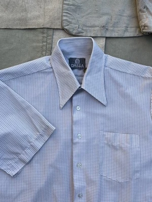 Vintage 70's Omega Dagger Collar Nylon Print Short Sleeve Shirt - Image 1 of 4