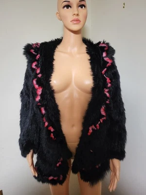 Cárdigan de piel de conejo tejido genuino 525 America Luxe con capucha  Foto 1 de 4