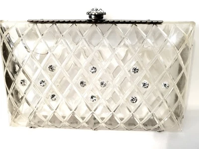 Cartera clutch Lucite transparente vintage con pedrería Foto 1 de 3