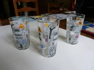 4 verres code de la route humoristique vintage années 70 - Imagen 1 de 2