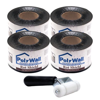 PolyGuard -PolyWall Rot Shield Joist Tape for Deck Flashing, 4 Pk - Bonus Roller