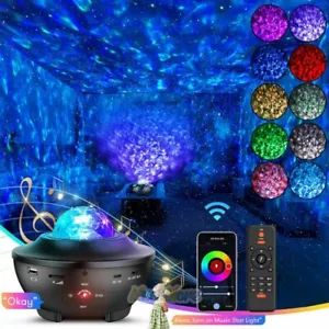 LED Ocean Wave Galaxy Starry Sky Projector Night Lamp Music Bluetooth Speaker US - Picture 1 of 12