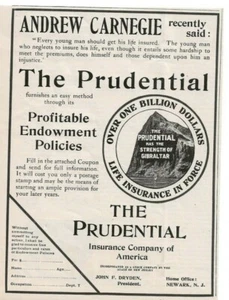 1906 THE PRUDENTIAL Rare Antique Print Advert     Profitable Endowment Policies  - Bild 1 von 1