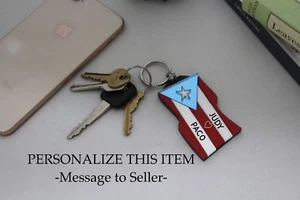 Schlüsselanhänger puerto-ricanische Flagge - personalisiert kostenlos - gravierter Schlüsselring, Rucksack-Etikett - Bild 1 von 5