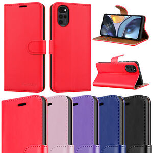 For Motorola Moto G22 Case Leather Wallet Book Flip Card Slots Stand View Cover