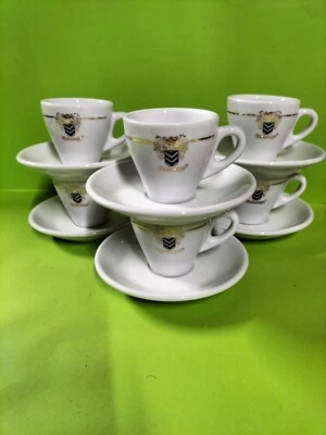 6 tasses à café expresso MALONGO neuves en boite avec sous tasses , logo doré  - Photo 1/3