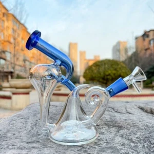 Einzigartige blaue 6,7" Glas Bong Recycler Tornado Rauchen Shisha Wasserpfeife Sprudler - Bild 1 von 10