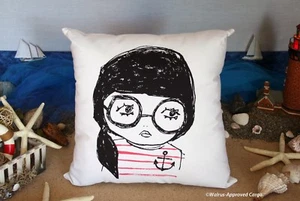 ALMOHADA NIÑA ANCLA CRATE & BARREL - NUEVA CON ETIQUETAS - ¡NAVEGA CON CHIC CAPRICHOSA! - Imagen 1 de 8