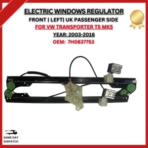 VW TRANSPORTER T5 2003-2016 2/3 DOORS FRONT LEFT PASSENGER SIDE WINDOW REGULATOR - Picture 1 of 9