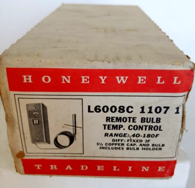 Controlador de temperatura de bombilla remoto Honeywell L6008C 1107 1 40-180F NOS Foto 1 de 4