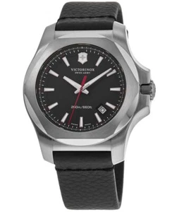 New Victorinox Swiss Army I.N.O.X. Black Dial Black Leather Men's Watch 241737 - Picture 1 of 4