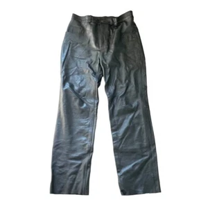 M-Boss Motorcycle Apparel Leather Pants Women's Size 36 Black Biker Riding - Picture 1 of 12