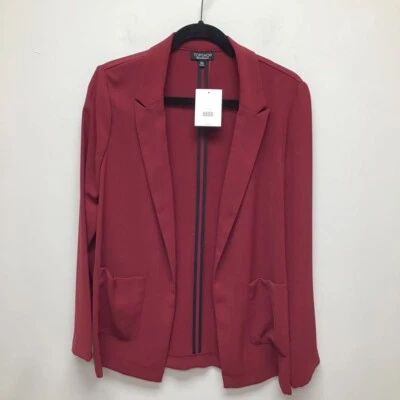 Topshop Mujer Traje Abierto Frente Chaqueta Blazer Rojo Forrado Manga Larga Bolsillos 8 Nuevo Foto 1 de 4