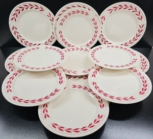 13 Pc Homer Laughlin Hemlock Red Dinner Luncheon Plates Set Vintage Brittany Lot - Picture 1 of 24