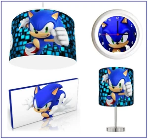 SONIC THE HEDGEHOG choose  Lampshade 10 " , Lamp , Wall Art , Clock or Bundle - Picture 1 of 5