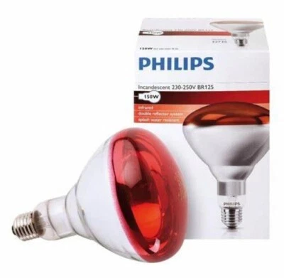 Lampada Infrarossi PHILIPS Pulcini Rettili Suini 150W  E27 Luce Rossa Riflettore - Immagine 1 di 4