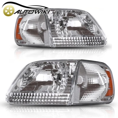 Headlights w/Corner Lights 1997-2003 For Ford F-150 97-02 Expedition Front Lamps - Image 1 of 4