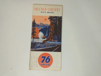 VTG 76 Union Oil ORANGE COUNTY City Maps 1964 Dual Sided North South W/ Index - Image 1 of 4