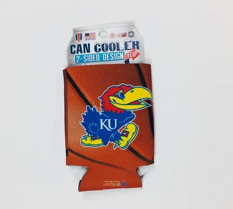 Kansas Jayhawks Basketball Can Koozie Holder Collapsible 2 Sided Cover