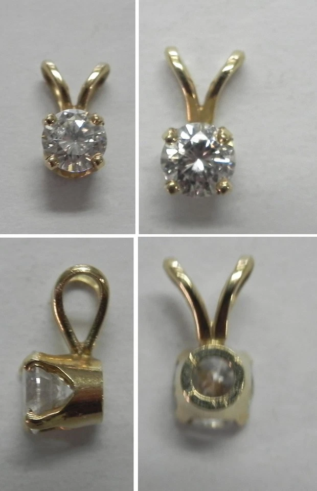 V412 Estate Solid 14K Yellow Gold 1/3ct Round Diamond Solitaire Pendant No Chain - Image 1 of 1