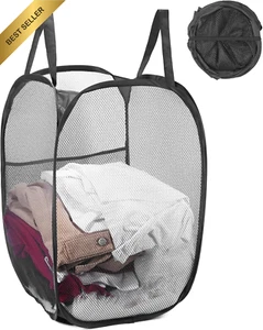 75L Collapsible Mesh Laundry Hamper - Black - Picture 1 of 12