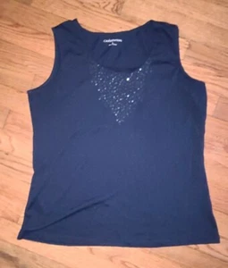 Women's navy blue Croft & Barrow sleeveless tank top sequins size large - Bild 1 von 6