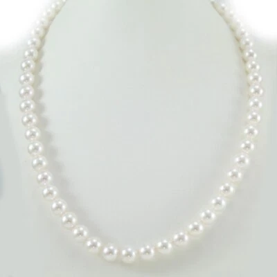 COSCIA filo perle per collana Akoya giapponesi 7,5 / 8 bianco sfumature naturali - Immagine 1 di 4