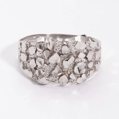 Anel de pepita quadrado médio de ouro 14K sólido ouro rosa branco amarelo - Imagem 1 de 4