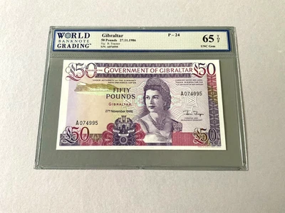 Gibraltar 50  Pounds P-24 1986  WBG 65 TOP - Image 1 of 4