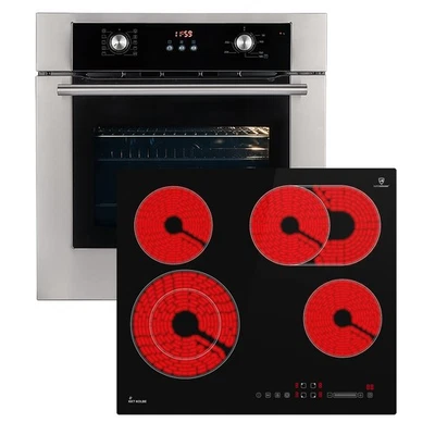 Autarkes Herdset: 60cm Einbaubackofen  + 59cm Kochfeld  Grill Heißluft - Bild 1 von 4