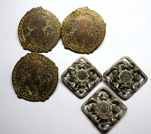 Job Lot of ANTIQUE Art Nouveau BUTTONS x6 - Photo 1/4