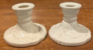 c.1920 Candleholders PAIR By Moriyama Mori-machi Japanese Ivory 3/4" Tapers - Picture 1 of 7