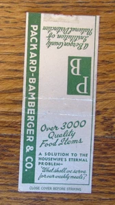 PACKHARD-BAMBERGER DEPARTMENT STORE MATCHBOOK COVER: HACKENSACK, NEW JERSEY -A23 - Picture 1 of 2