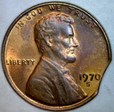 1970s ERROR CLIPPED Lincoln Cent Coin Clip NICE BETTER 'S' MINT  NR - Image 1 of 4