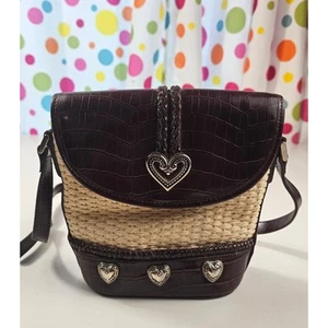 Small canvas shoulder bag cross body straw / faux leather cute minimalist clean - Picture 1 of 10