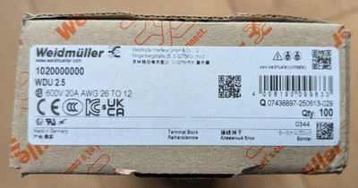Weidmuller WDU 2.5 Series Terminal 1020000000 Through Terminal Box 100 - New - Image 1 of 3