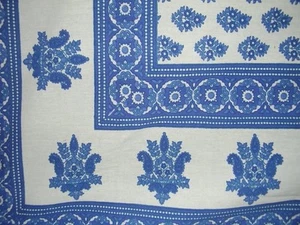Einfarbig Buti Blockdruck Wandteppich Baumwolle Tagesdecke 108" x 88" Full-Queen Blau - Bild 1 von 2
