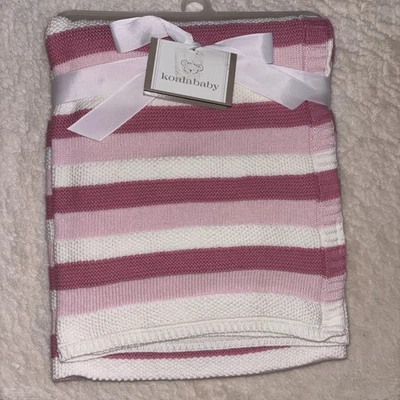 Koala Baby Blanket Sweater Knit Pink & White Girl Shower Gift Cotton New Tags - Image 1 of 4