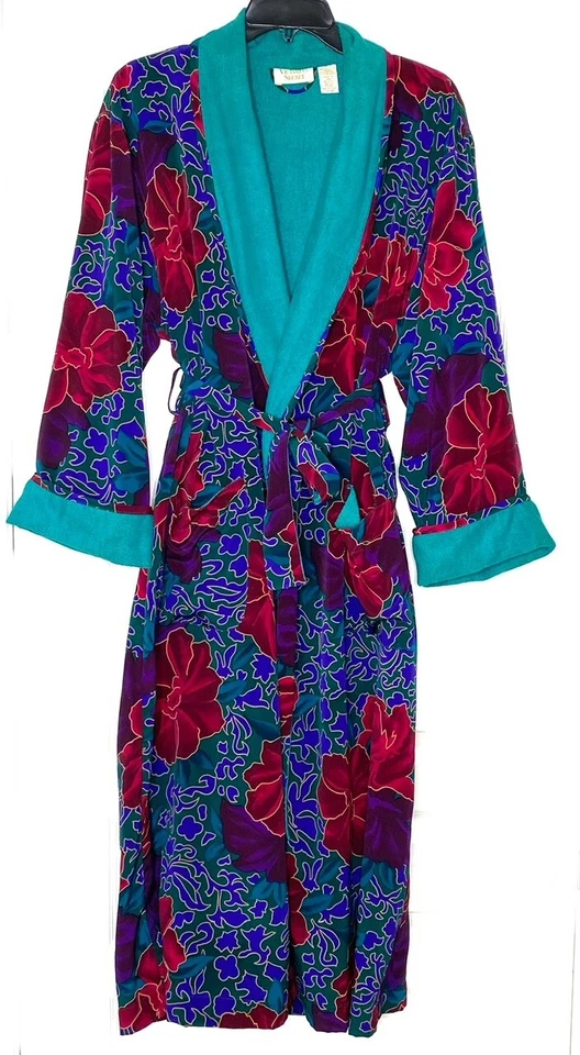 Victoria’s Secret Vintage Gold Label Floral Print Terry Towel Lining Robe O/S - Image 1 of 4